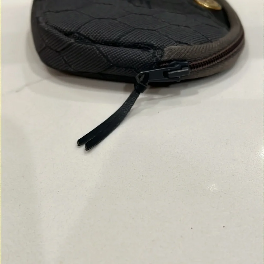 Christian Dior Charcoal Gray Small Zip Around Pouch Wallet